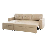 Sofá seccional reversible convertible con cama extraíble, chaise longue con almacenamiento oculto y patas duraderas