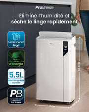 Deshumidificador de Aire con Compresor Inteligente Pro Breeze 20L/día - Eficiente, Modo Lavandería, Wi-Fi, Sensor e Indicador de Humedad, Filtro de Carbón para Moho y Humedad