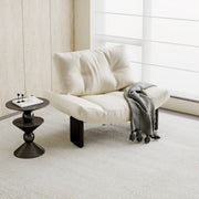 Sillón decorativo de chenilla sin brazos, tapizado, negro contemporáneo