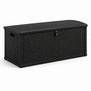 Baúl de jardín de resina trenzada negro 120x50x60 cm con cerradura