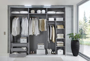 Armario de puertas correderas de 3 puertas A300/A216/P65 cm blanco con frente de cristal, espejo, tiradores negros, incl. cierre suave, armario con estantes, barras para ropa, cajones, organizador de ropa / 22039