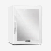 Mininevera Klarstein con puerta de cristal para habitaciones, refrigerador de bebidas con estantes ajustables, pequeño de 80 litros, frigorífico silencioso para interiores/exteriores