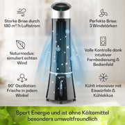Klarstein 4 en 1: Enfriador de aire inteligente, ventilador, humidificador e ionizador I Depósito de agua de 6 L, oscilación, 30 W, 210 m³/h, temporizador I Aire acondicionado sin tubo de escape, aire acondicionado portátil, negro-oro rosa