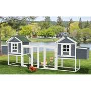 AECOJOY Gallinero grande de 144'' con corral, caseta de madera para aves y jaula para aves de corral