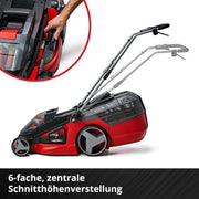 Cortacésped inalámbrico Einhell GE-CM 43 Li M Kit Power X-Change (36 V, ancho de corte de 43 cm, hasta 600 m², sin escobillas, kit de mulching, cesta colectora de 63 L, altura de corte de 25-75 mm, incl. 2 baterías de 4,0 Ah + 2 cargadores)