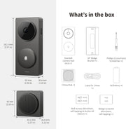 Timbre con vídeo Aqara 2K G410 con timbre, HomeKit Secure Video, Hub Matter integrado, Wi-Fi 2,4 GHz/5 GHz, Zigbee y Thread, 4:3, inalámbrico/cableado, compatible con Alexa, Google y Home Assistant, gris