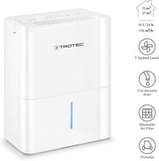 TROTEC Deshumidificador TTK 32 E Adecuado para superficies de hasta 15 m² o 37 m³ Capacidad de deshumidificación 14 L/día