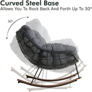 Mecedora gigante para patio, silla tipo huevo estilo libre para interior y exterior con cojín tapizado, silla moderna para jardín, patio trasero