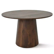 Juego de comedor redondo de 5 piezas, mesa con pedestal de 46 pulgadas en tono nogal y sillas tapizadas sin brazos, para rincones de desayuno - Panipeachy