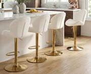 Chairus Juego de 2 taburetes de bar giratorios, silla de bar de terciopelo ajustable en altura, taburetes de bar modernos para cocina con reposapiés, beige