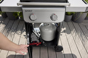 Barbacoa de gas Weber Spirit E-210, 2 quemadores, superficie de cocción 51 x 46 cm, termómetro en la tapa, 2 ruedas, negro/plata (1500838)