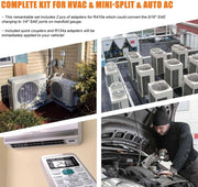 Juego de bomba de vacío BACOENG para aire acondicionado, ideal para carga de refrigerante HVAC/automotriz, kit de llenado de aire acondicionado para vehículos, compatible con R134A R410A R407C R32