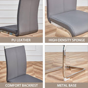 Juego de 4 sillas cantilever Merax, sillas de comedor con piel sintética PU y respaldo alto, estructura de metal cromado, silla de cocina moderna, silla tapizada para sala de estar y sala de conferencias, gris
