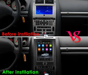 Autorradio Android 14 con pantalla vertical de 9,7" para Peugeot 407 2004-2011, compatible con Carplay / Android Auto, mandos en el volante, WiFi, 4G, AM/FM, 4 núcleos, 2GB de RAM