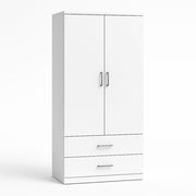 Armario blanco con puertas y cajones de paneles de partículas