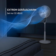 Ventilador de pie Rowenta Turbo Silence Extreme, 14 velocidades, modo noche silenciosa de 32 dB, mando a distancia, oscilación, altura ajustable, circulación de aire hasta 8,2 m, blanco, VU5690F0