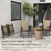 Juego de 4 sillas plegables para patio Outsunny con un diseño sencillo y elegante, cómodas para la terraza, el jardín, el patio y para viajar.