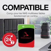 Seagate IronWolf 12 TB, disco duro interno para NAS, CMR 3.5 pulgadas, SATA 6 Gb/s 7200 RPM, 256 MB de caché, para NAS RAID, embalaje abre fácil, servicios Rescue (ST12000VNZ008)