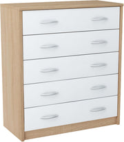 Zapatero Home Collective con 5 cajones abatibles, estante para zapatos de 5 compartimentos, bordes redondeados suaves, 74 cm de ancho, panel laminado, almacenamiento de zapatos que ahorra espacio - Sonoma blanco