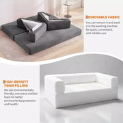 Sofá cama convertible 5 en 1: diván de suelo de pana de 78.8" con brazos, respaldo y cojines ajustables