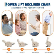 Sillón reclinable elevador eléctrico, reclinables eléctricos para ancianos con calor y masaje, asistencia para levantarse con portavasos, bolsillo lateral, para sala de estar