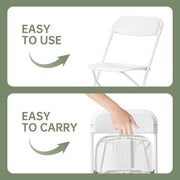 Paquete de 10 sillas plegables de plástico con capacidad de 159 kg para eventos, oficina, bodas, fiestas, picnics, cocina y comedor