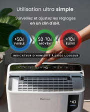 Deshumidificador de Aire con Compresor Inteligente Pro Breeze 20L/día - Eficiente, Modo Lavandería, Wi-Fi, Sensor e Indicador de Humedad, Filtro de Carbón para Moho y Humedad