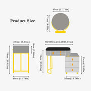 Tocador de lujo Meedlopia con espejo LED HD de 3 tonos, mesa auxiliar móvil, superficie de mármol - Tocador elegante con taburete de almacenamiento para mujeres y niñas