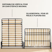 Cama Abatible para 2 Personas - 140cm x 200cm - Cama Mural Plegable - Vertical - Clásica