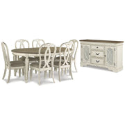 Paquete de comedor de 8 piezas Realyn en blanco/marrón de Signature Design by Ashley