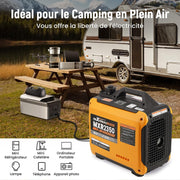 maXpeedingrods Generador Eléctrico Inverter Silencioso de Gasolina de 2000W y 4 Tiempos con Tomas USB y 230V, Pantalla Digital, Compacto y Ligero para Caravanas, Camping y Vehículos Recreativos