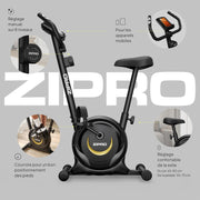 Bicicleta estática para adultos ZIPRO con resistencia magnética de 8 niveles, pantalla LCD, soporte para teléfono y sillín ajustable, bicicleta estática para entrenamiento cardiovascular, bicicletas deportivas portátiles (One S)