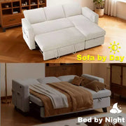 Sofá cama seccional Dyonery de 81", sofá cama en forma de L con chaise longue de almacenamiento reversible, USB, respaldo reclinable