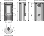 Justus Usedom 5 Estufa de leña acero negro con revestimiento de piedra arenisca 5,5 kW potencia nominal cristal prismático sistema de limpieza de cristal compartimento para leña diseño 1 tubo de humos 150 mm