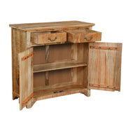 Consola de gabinete de 39 pulgadas estilo granja artesanal con 2 cajones de madera de mango y almacenamiento de 2 puertas, marrón rústico