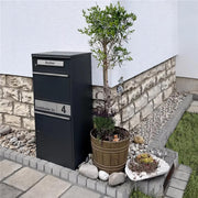 Metzler Paketbox Bispo 2, buzón con compartimento grande para paquetes, antracita, personalizado, grabado, acero inoxidable macizo para exteriores