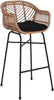 Lisa Design - Rosano - juego de 4 taburetes - efecto ratán - madera y negro, Negro/Madera
