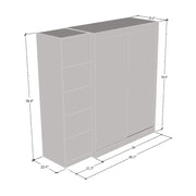 Armario de 2 puertas con espejo, frente de cristal, para 2 personas (Gris / Negro / Blanco)