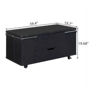 Mesa de centro elevable moderna multifuncional Zeus & Ruta con almacenamiento oculto, 4 taburetes y ruedas, perfecta para espacios modernos