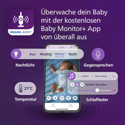Vigilabebés con vídeo conectado PHILIPS Avent con Wi-Fi, cámara HD de alta calidad, visión nocturna por infrarrojos, detección de llanto, función de comunicación bidireccional, 12 horas de duración de la batería en modo Eco, modelo SCD951/26