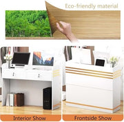 Mostrador de recepción moderno con 2 cajones con cerradura, mesa de caja para comercios, cajeros, recepción, muebles de oficina elegantes para espacios profesionales