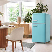 Refrigerador con congelador Merax, combinación frigorífico-congelador, frigorífico pequeño con 51L y congelador de 21L, silencioso, LED, estantes de vidrio, cajón para verduras, estantes en la puerta, para cocina, sala de estar, oficina, negro