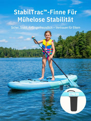 Tabla de paddle surf Niphean con asiento, tabla SUP (ultraligera) para mujeres, tabla de paddle surf con aleta StabilTrac de +30% de estabilidad, tabla de paddle inflable antideslizante para yoga y apta para mascotas