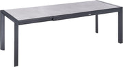 Mesa de jardín Beliani HPL efecto piedra gris rectangular 160/220x90 cm extensible con estructura de metal negra Binasco