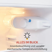 Refrigerador con congelador Merax, combinación frigorífico-congelador, frigorífico pequeño con 51L y congelador de 21L, silencioso, LED, estantes de vidrio, cajón para verduras, estantes en la puerta, para cocina, sala de estar, oficina, negro