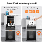 Destructora de papel bonsaii AutoFeed 200 hojas P4 microcorte 60 min, depósito extraíble de 31 L, silenciosa 58 dB C283
