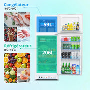 Refrigerador a gas SMETA con congelador, 265L, refrigerador y congelador combinado a gas/220V, nevera a gas para camping, autocaravana, garaje, caravana, casa móvil, blanco