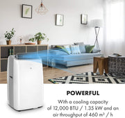 KLARSTEIN Grandbreeze Pro 14K – Aire acondicionado portátil, deshumidificador, ventilador, 3 velocidades, 14000 BTU/1,65 kW, habitación: 42 a 68 m², flujo: 460 m³/h, eficiencia energética A – Blanco