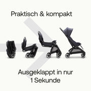 Cochecito de viaje ultracompacto Bugaboo Butterfly, pequeño y ligero, plegable con una sola mano y fácil de maniobrar, cochecito urbano ergonómico para bebés a partir de 6 meses, con mucho espacio de almacenamiento, Stormy Blue