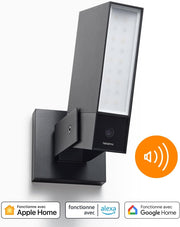 Cámara de vigilancia exterior inteligente Netatmo con sirena de 105 dB, WiFi, iluminación integrada de 12 W, detección de movimiento, visión nocturna, vídeo HD, almacenamiento local, sin suscripción, NOC-S-AMZ